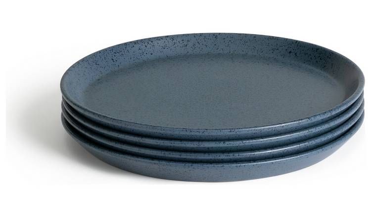 Habitat Addison 4 Piece Stoneware Dinner Plate - Blue