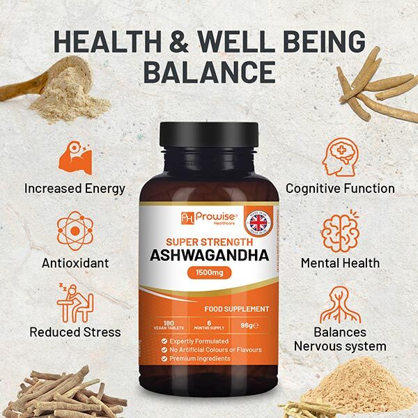 Prowise Ashwagandha supplement 1500mg 180 tablets - British product