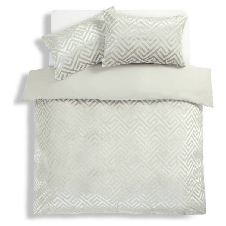 Habitat Geo Velvet Silver bedding set single (British brand)