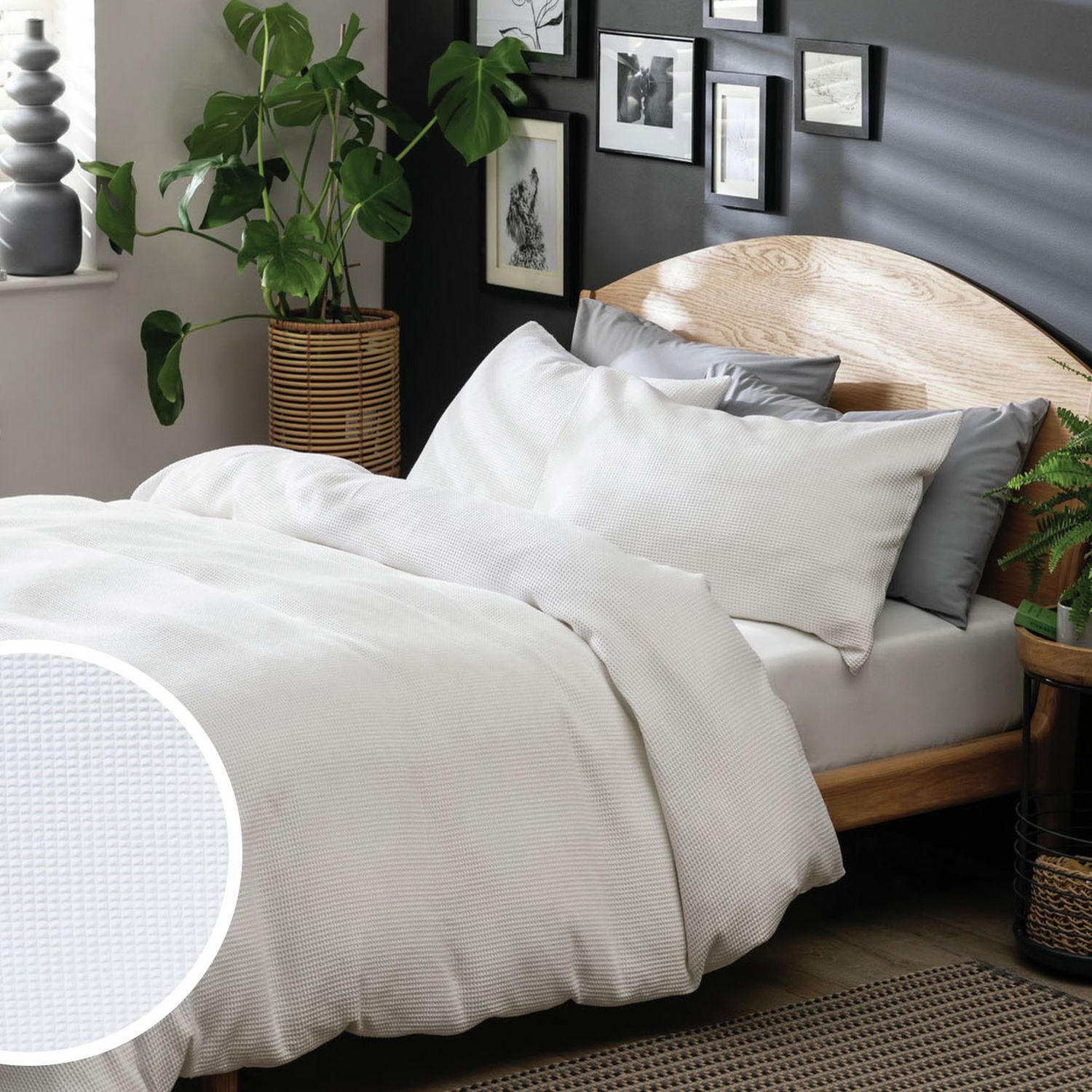 Habitat Cotton Waffle Plain White Bedding Set - Kingsize