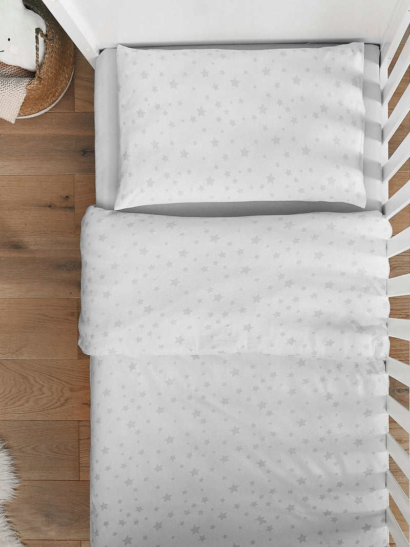 Silentnight Natural 100% Cotton Safe Nights Grey Star Cot Bed Duvet Set