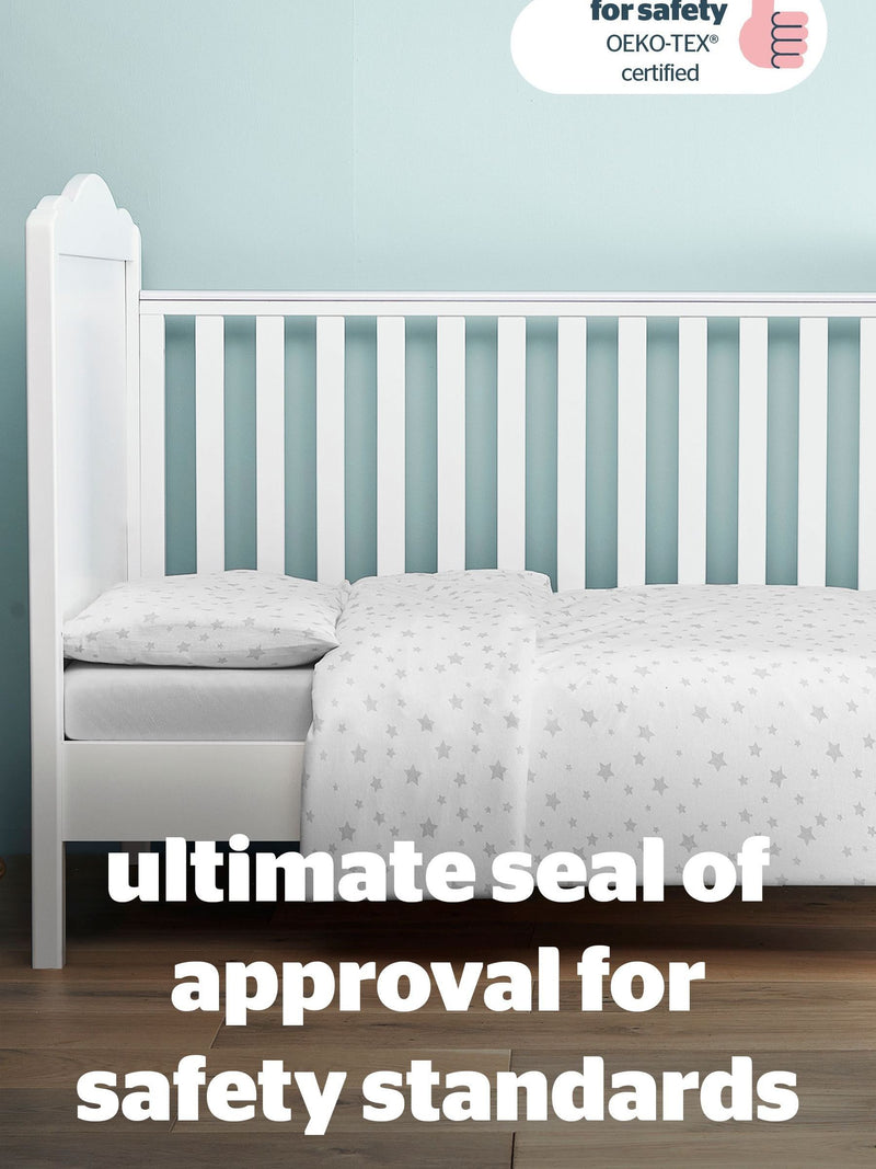 Silentnight Natural 100% Cotton Safe Nights Grey Star Cot Bed Duvet Set