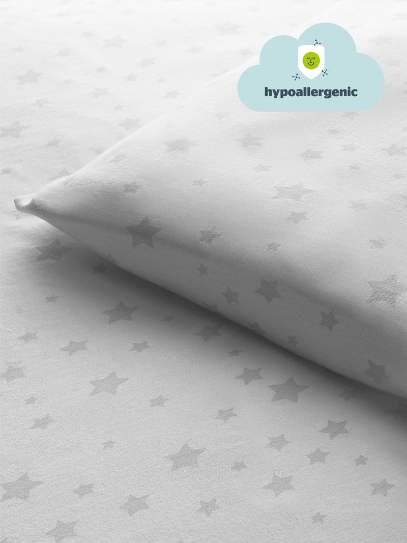 Silentnight Natural 100% Cotton Safe Nights Grey Star Cot Bed Duvet Set