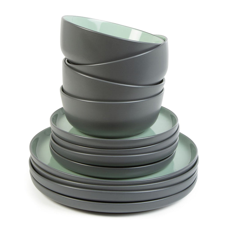 Habitat two tone mint green and grey dinner set 16 piece, UK version