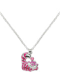 Peers Hardy silver tone Cheshire Cat pendant necklace with pink stone - British product