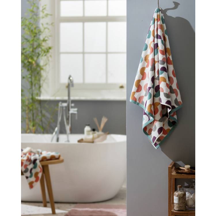Habitat multicolour geo tufted bath sheet 150x100cm, imported from the UK