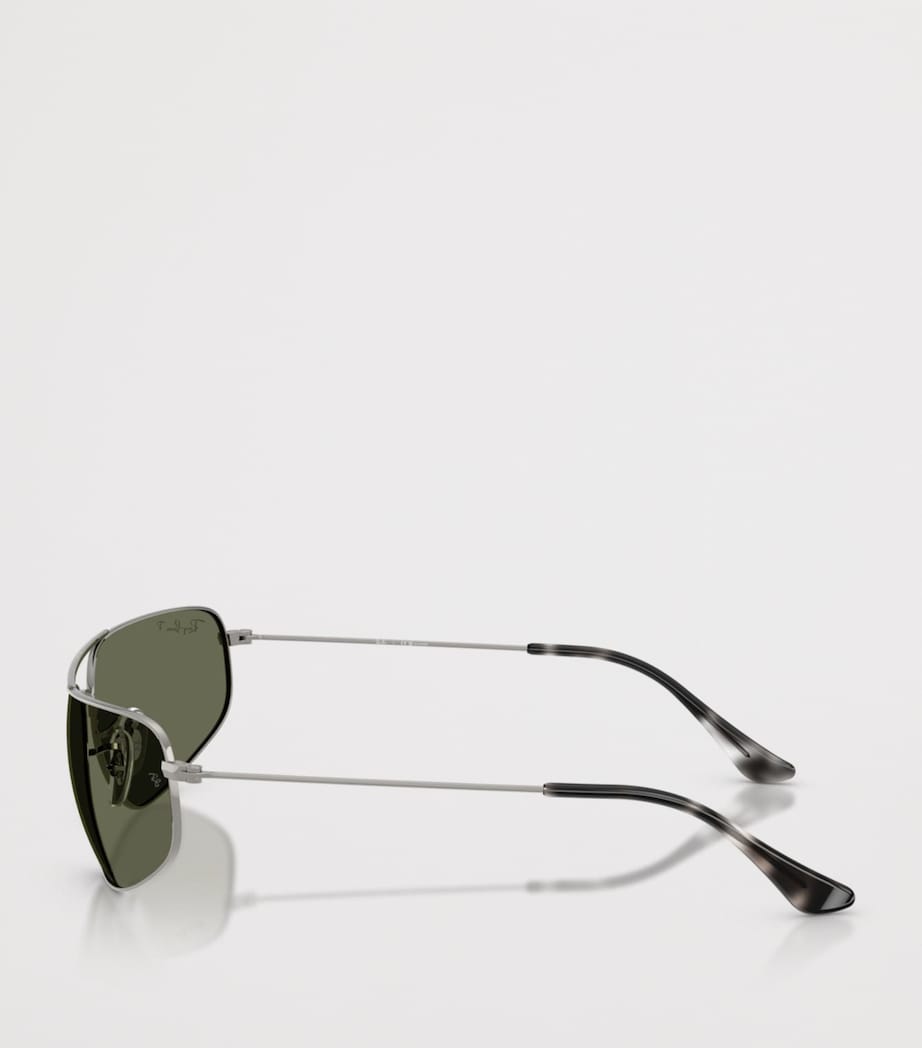 نظارات شمسية مستطيلة Ray-Ban بإطار معدني - منتج بريطاني