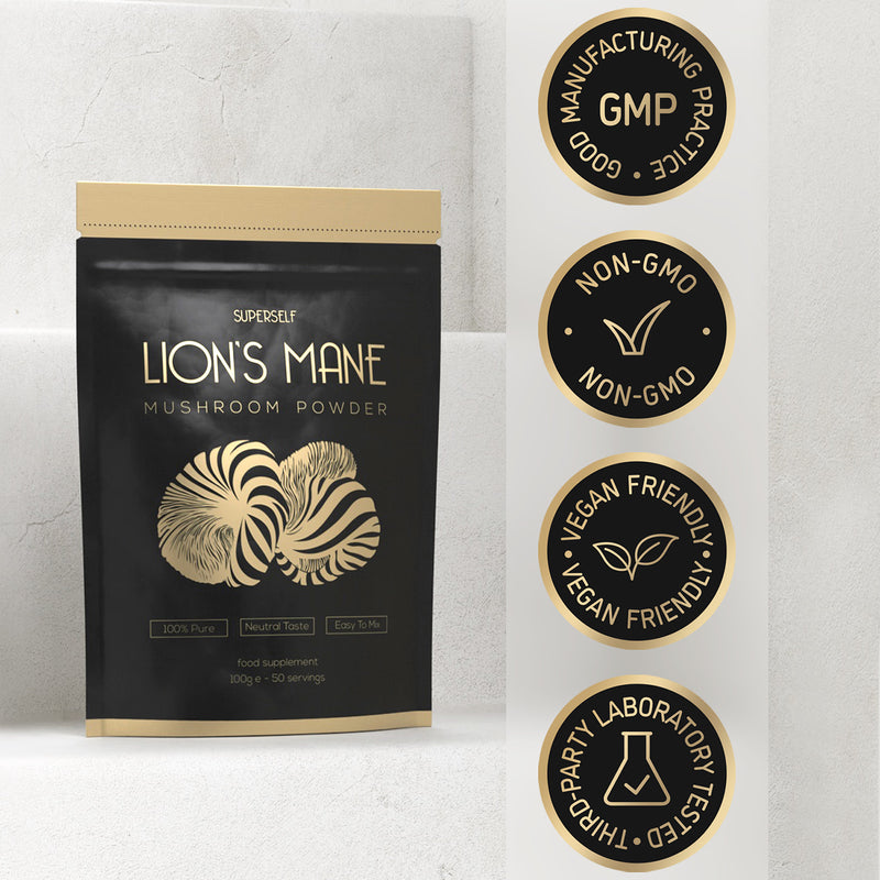 SuperSelf Lion's Mane Mushroom Powder 100g (British brand)