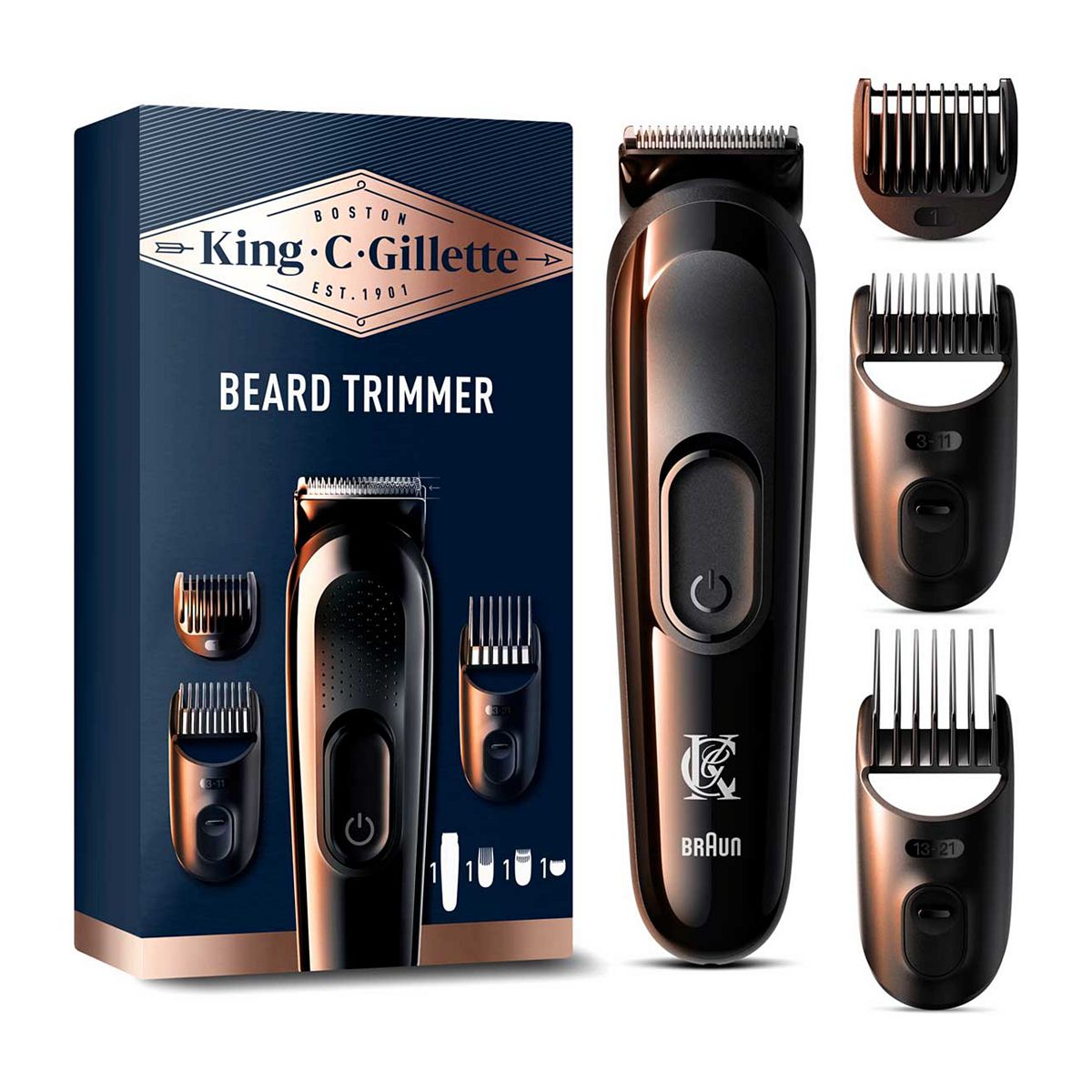 King C. Gillette Cordless Beard Trimmer Hair Clipper Kit with 3 Interchangeable Combs