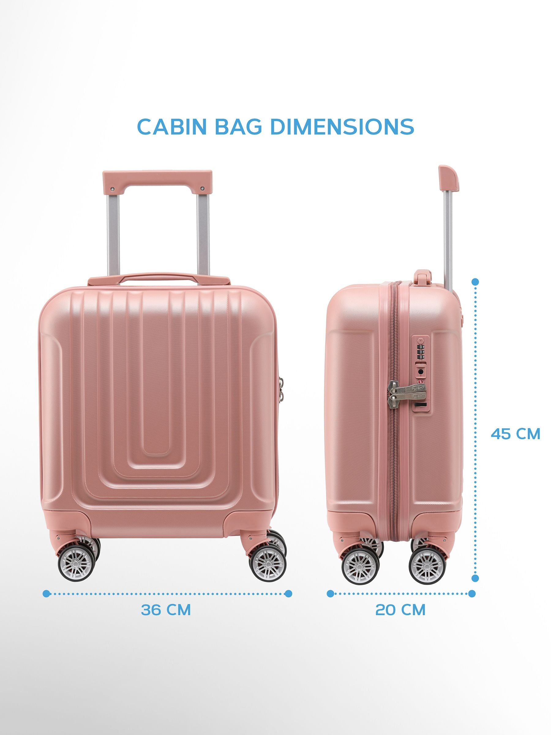 Flight Knight Rose Gold 45x36x20cm EasyJet Underseat 8 Wheel ABS Hard Case Cabin Carry On Hand Luggage