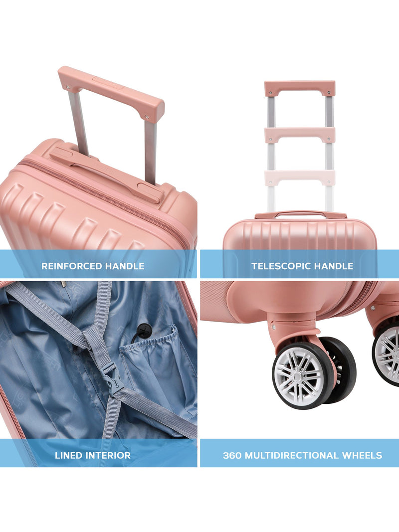 Flight Knight Rose Gold 45x36x20cm EasyJet Underseat 8 Wheel ABS Hard Case Cabin Carry On Hand Luggage