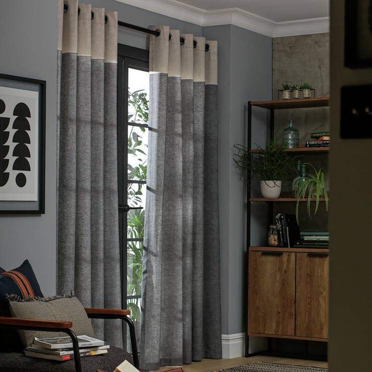 Habitat eyelet curtains grey 117x137cm (British brand)
