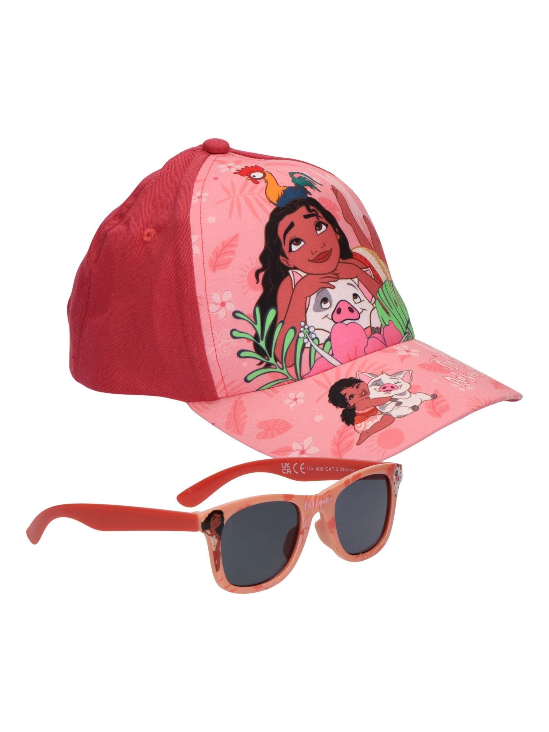 Peers Hardy pink Disney Moana cap and sunglasses set, imported from the UK