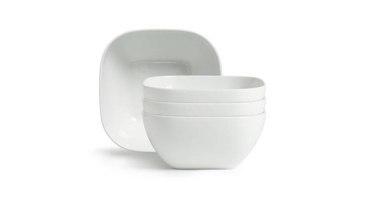 Habitat Riko Square 4 Piece Cereal Bowls - White GOODS Argos