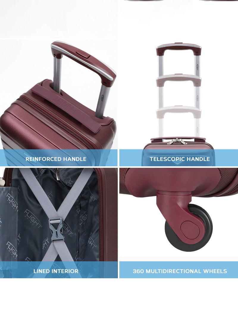 Flight Knight burgundy cabin suitcase 40x20x25cm (British brand)