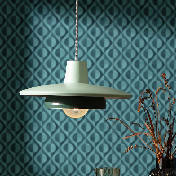 Habitat green metal 2-tier lampshade 40cm, imported from the UK