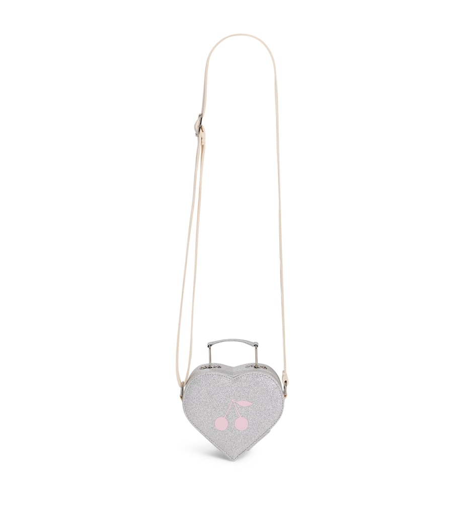 Bonpoint heart-shaped shoulder bag with printed cherries and sequins (British brand)
