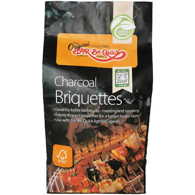 Bar-Be-Quick charcoal briquettes 4kg, imported from the UK