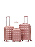 Flight Knight Rose Gold/Silver Hardcase Large Check In Suitcases And Cabin Case Set Of 3