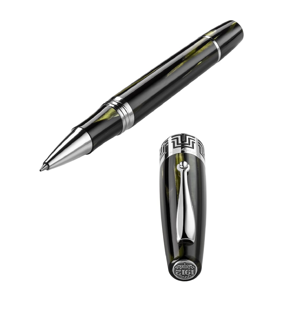 Montegrappa sterling silver-trim marbled celluloid rollerball pen 14cm, imported from the UK