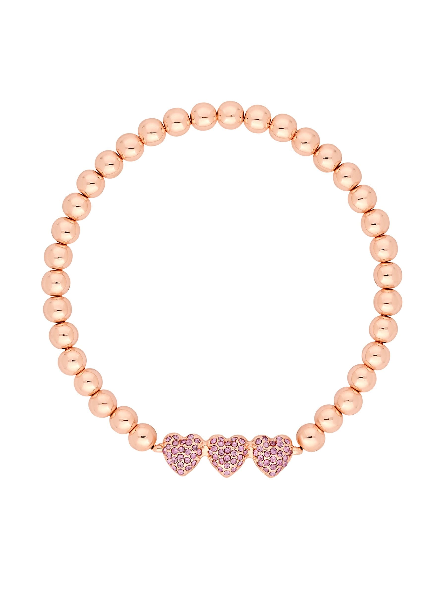 Rose Gold Plated Micro Pave Pink Stretch Bracelet - Gift Boxed