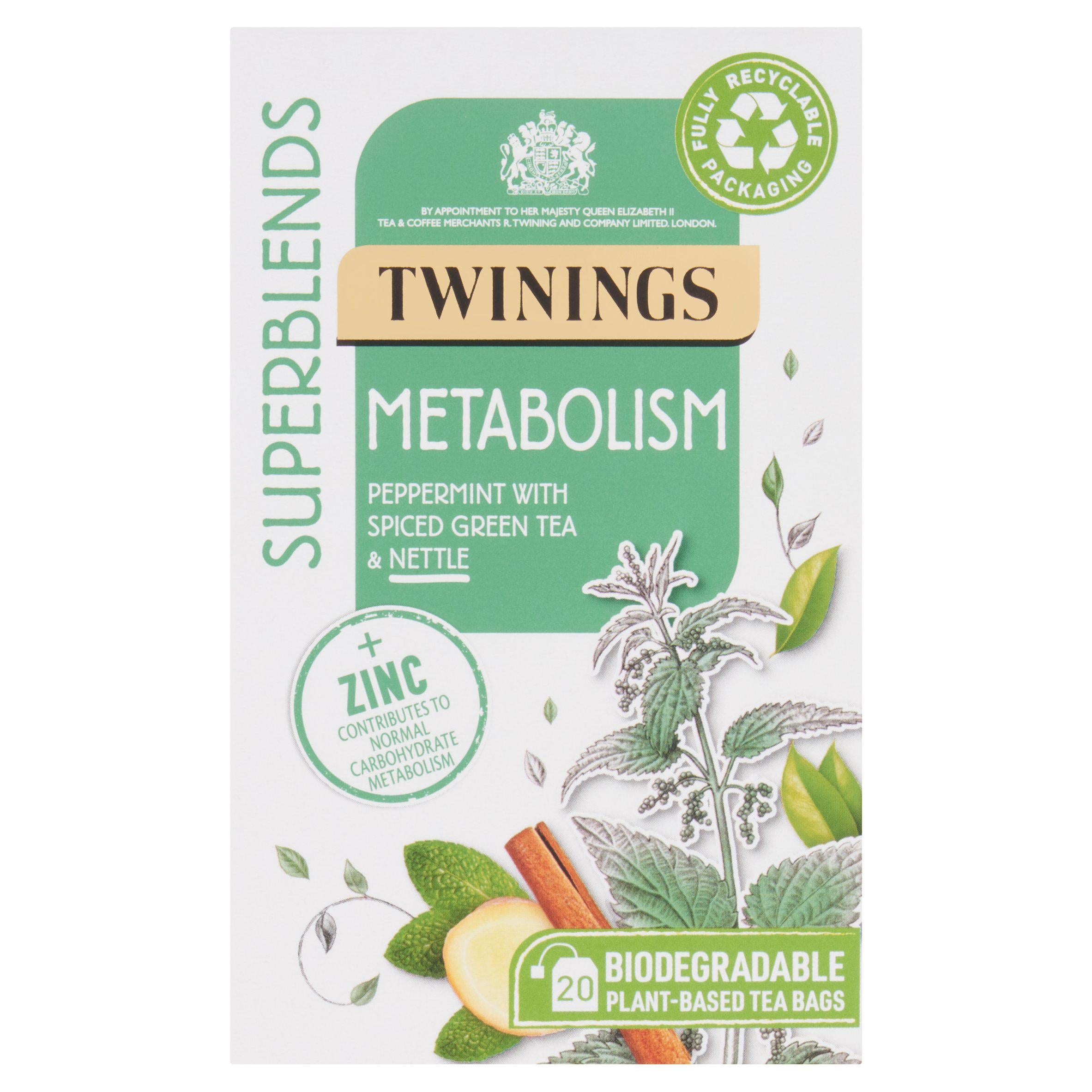 Twinings Superblends Metabolism Peppermint with Spiced Green Tea & Nettle Bags x20 40g GOODS Sainsburys   