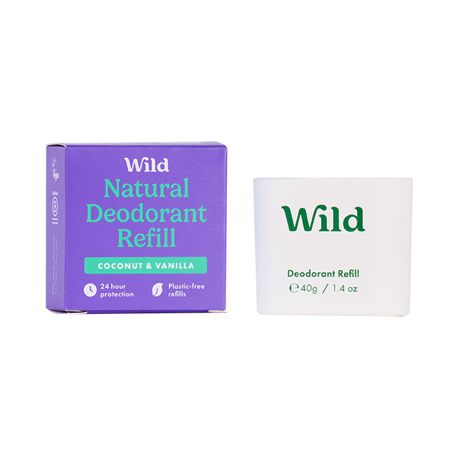 WILD coconut vanilla natural deodorant refill 40g, UK version