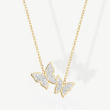 MUCHV butterfly necklace in 18k gold or silver with cubic zirconia (British brand)