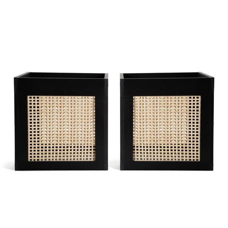 Habitat rattan square boxes black set of 2 (British brand)