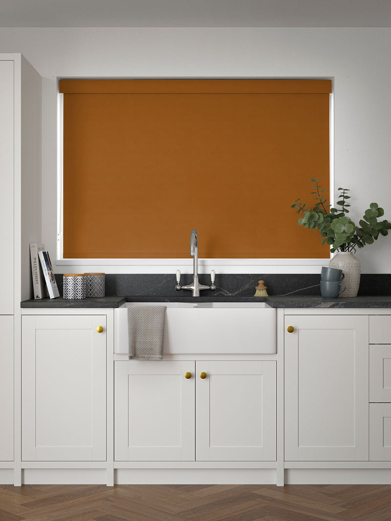 Next terracotta blackout roller blind, imported from the UK