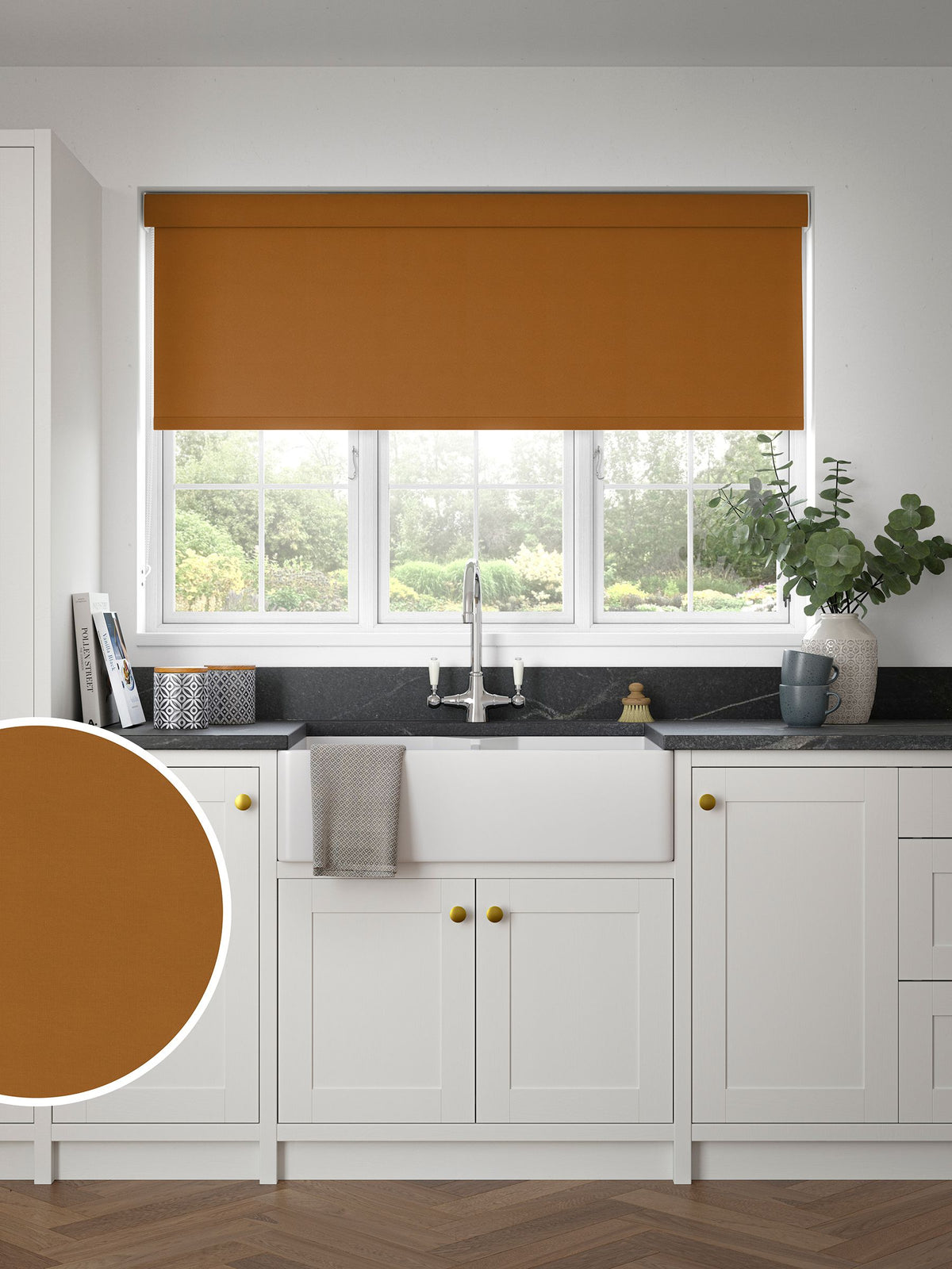 Next terracotta blackout roller blind, imported from the UK