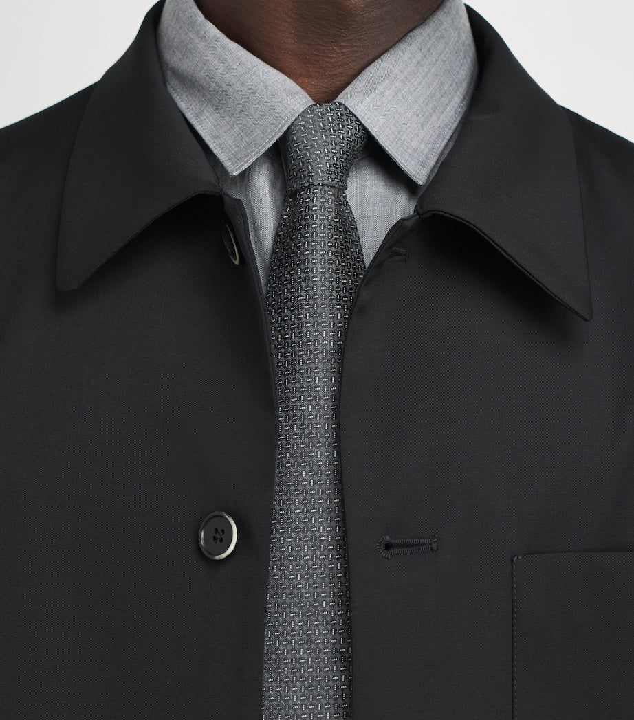 Canali silk-wool jacquard tie 8cm (British brand)