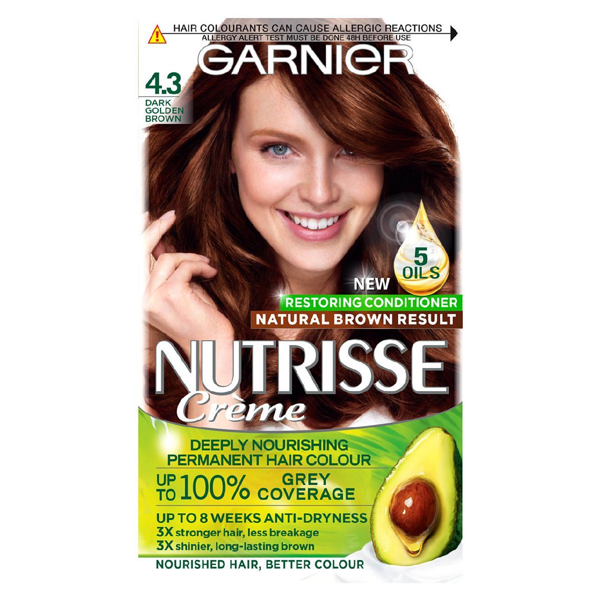 Garnier Nutrisse 4.3 Dark Golden Brown Permanent Hair Dye Hair Colourants & Dyes Boots   