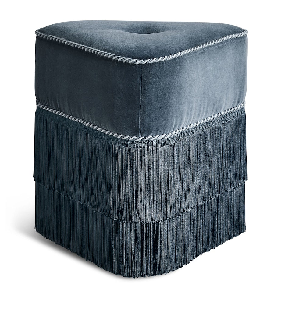 Soho Home velvet Marta footstool, imported from the UK