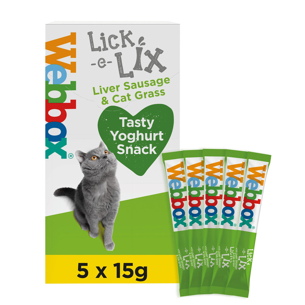 Webbox Lick-e-Lix with Liver Sausage & Cat Grass Tasty Yoghurty Treats 5x15g