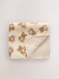 cream bear fleece baby blanket 80x70cm (British brand)