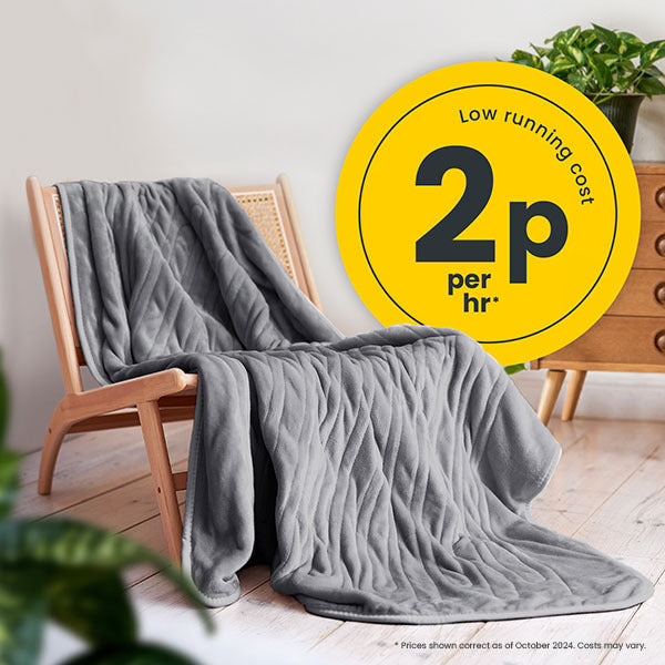 Cosi Home fleece electric heated throw grey, UK version