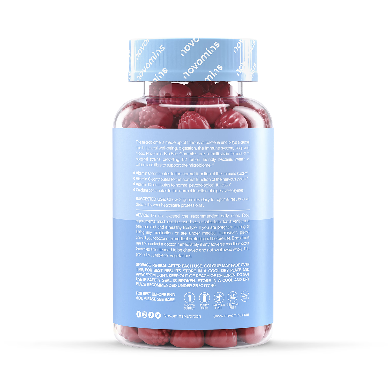 Novomins Bio-Bac peach gummies 60 pieces, imported from the UK