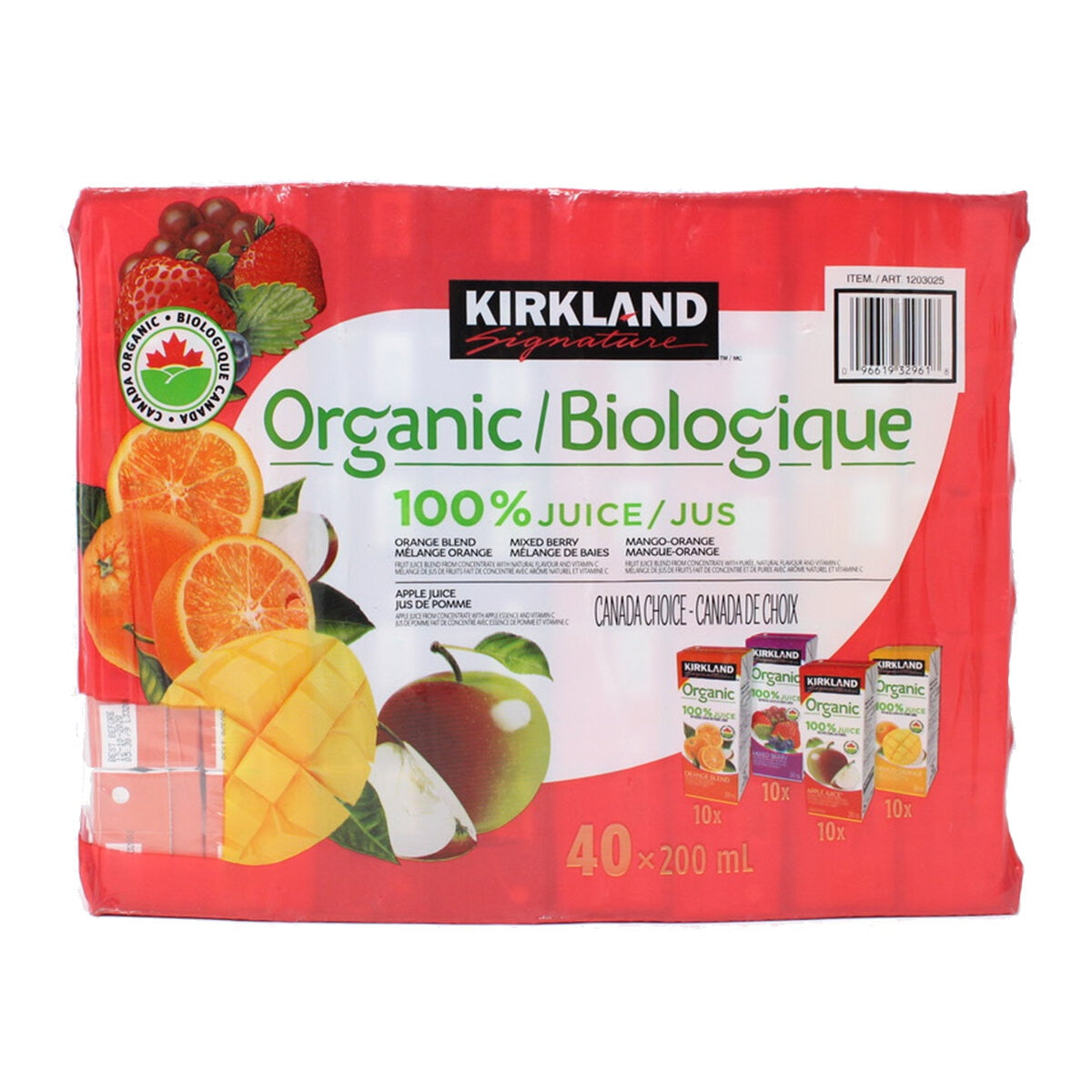 Kirkland Signature Organic Juice Boxes, 40 x 200ml GOODS Costco UK