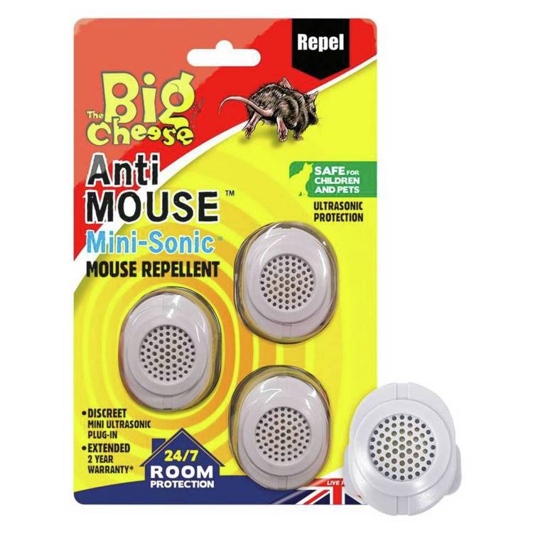 The Big Cheese mini-sonic mouse repellent 3 pack - British product