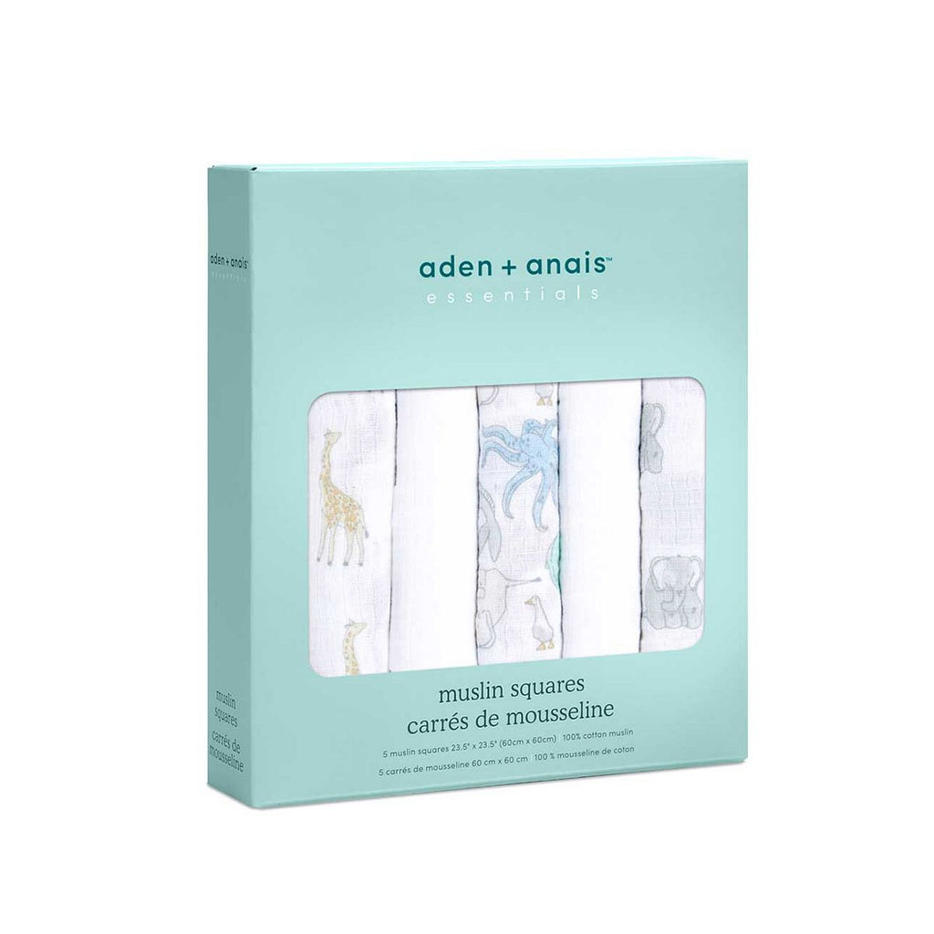 aden + anais™ essentials 5 pack cotton muslin squares natural history