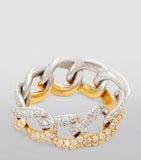 SHAY white yellow gold diamond pavé link ring (British brand)