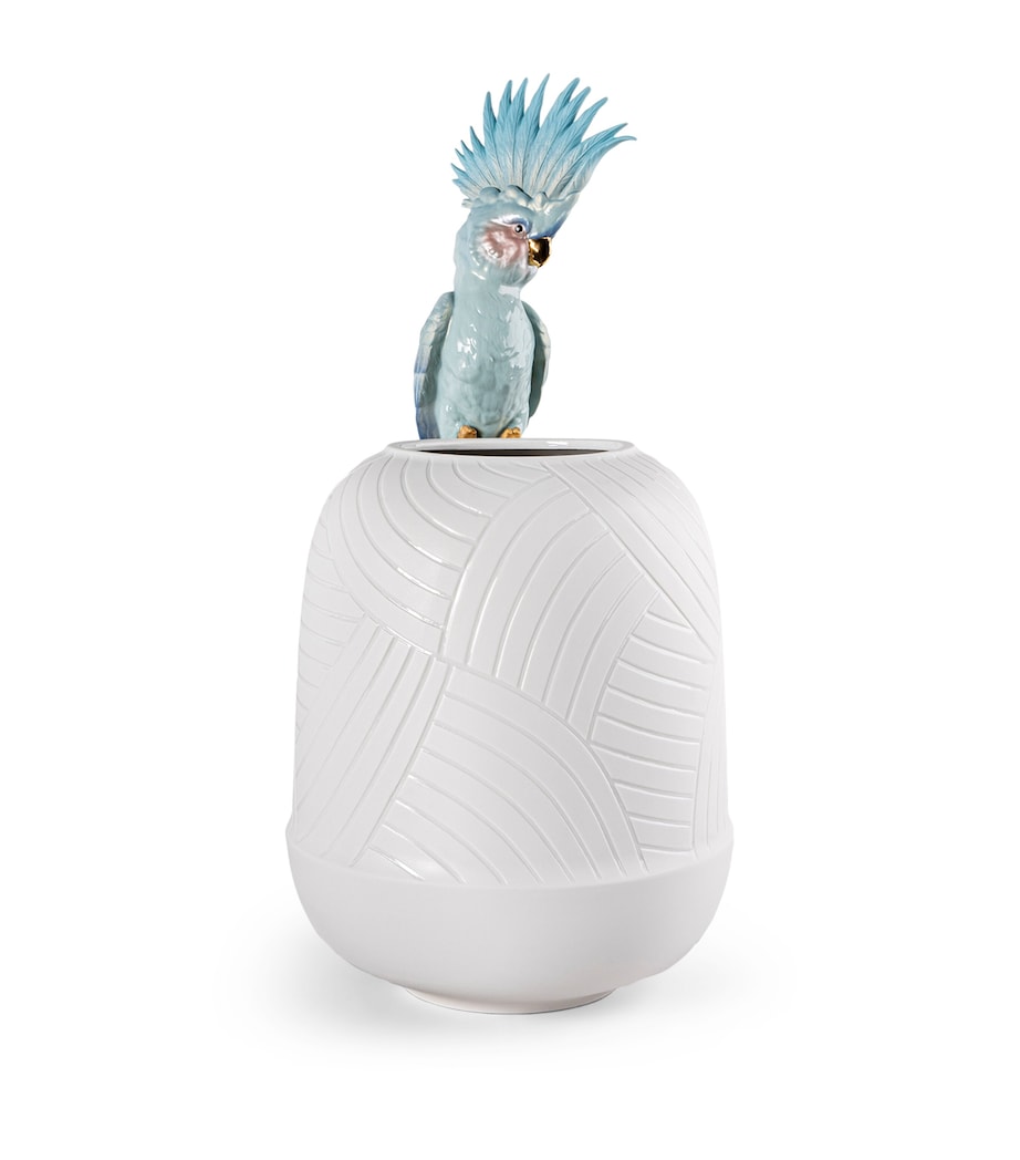 Lladró cockatoo vase 51cm hand-painted porcelain - British product