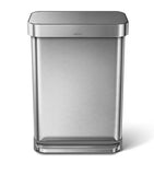 Simplehuman rectangular brushed steel pedal bin 55L - British product