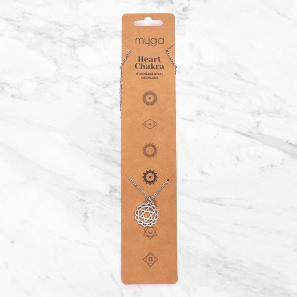 Myga heart chakra necklace stainless steel, UK version