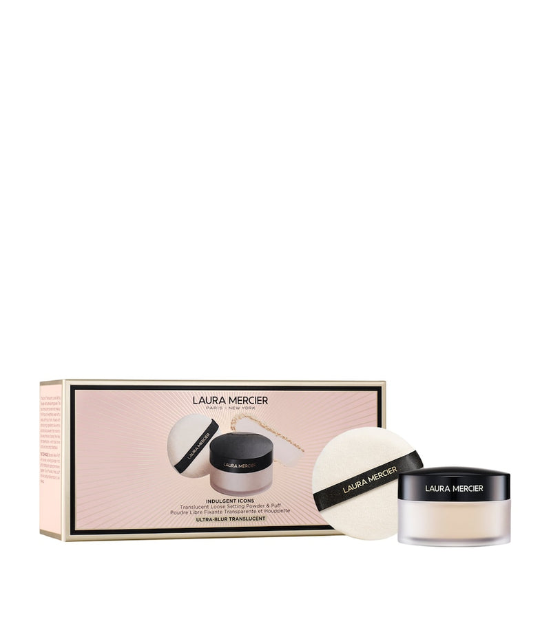 Laura Mercier Indulgent Icons gift set with Ultra Blur Powder, imported from the UK