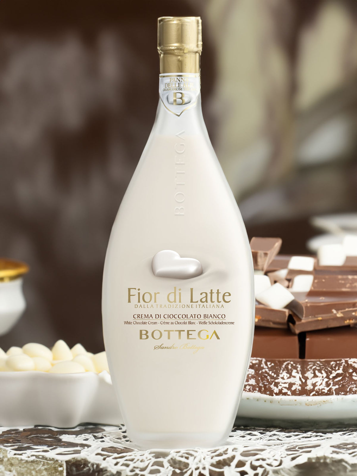 Bottega Fior di Latte weißer Schokoladen- und Grappa-Likör 500ml, UK-Version