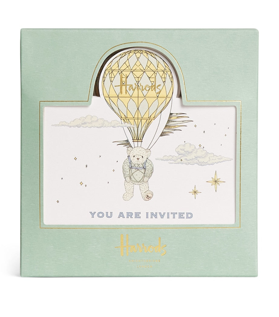 Harrods bear party invitations pack of 8, UK version