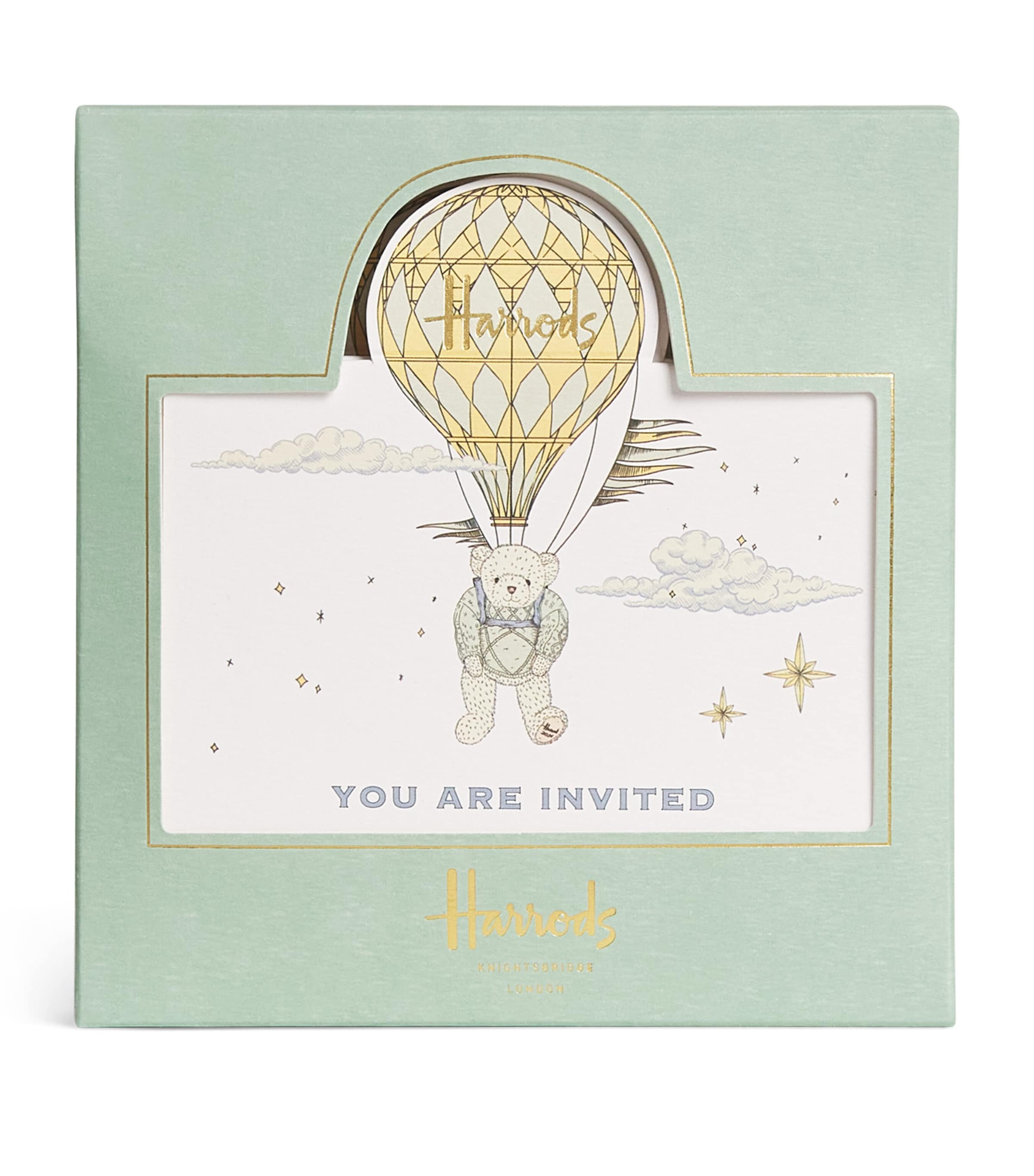 Harrods bear party invitations pack of 8, UK version