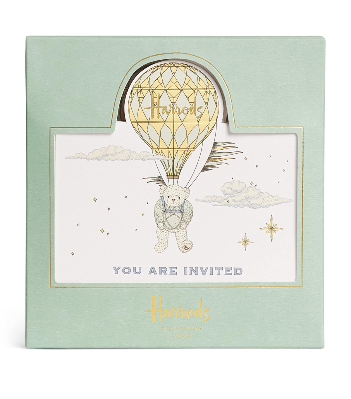 Harrods bear party invitations pack of 8, UK version